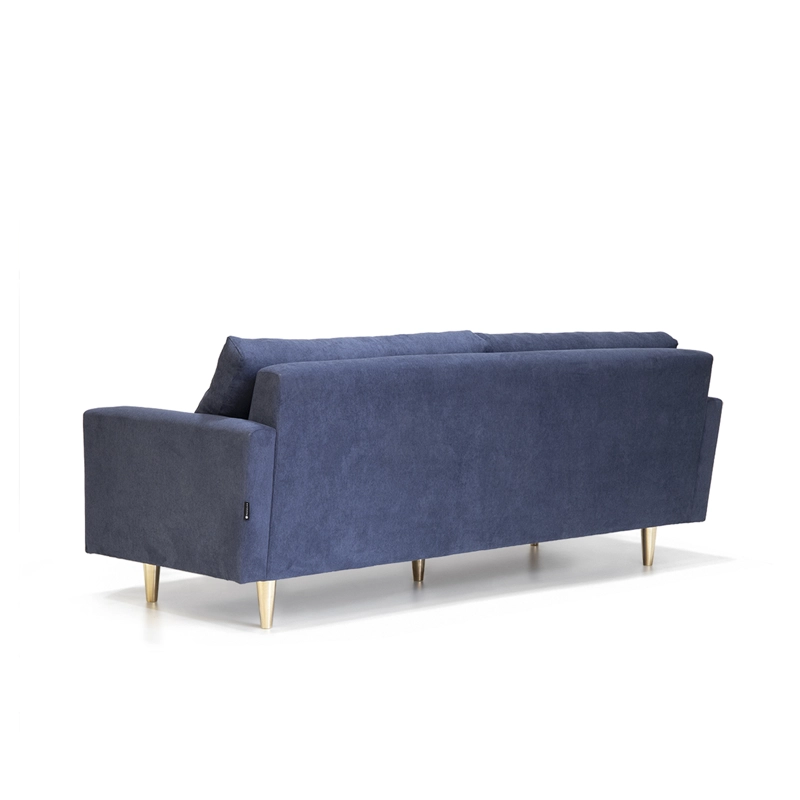 SOFA MEDULAR TELLUM 2 CUERPOS TERCIOPELO AZUL VELVET BRONCE - 3