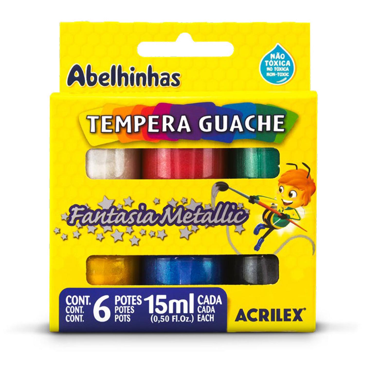 TEMPERA ACRILEX ESTUCHE 6 COLORES METÁLICA - 1