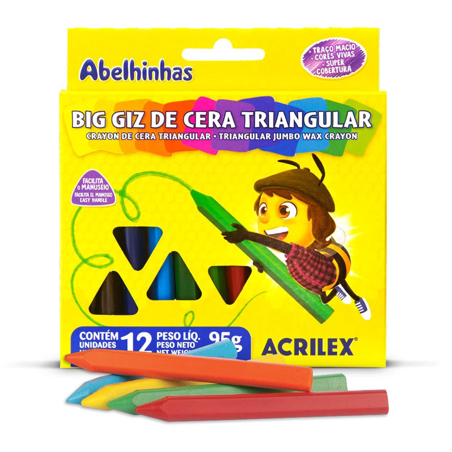 LÁPICES DE CERA TRIANGULAR 12 COLORES 95 GRS - 1
