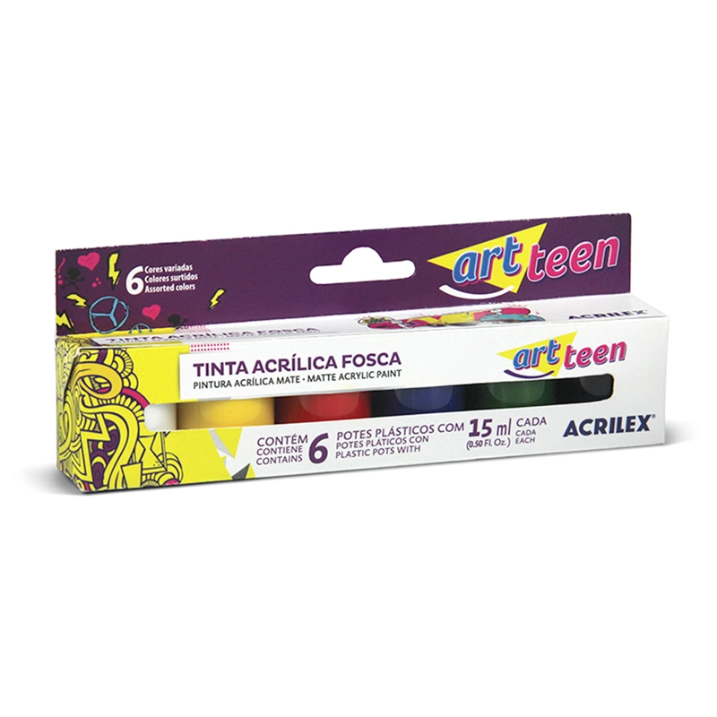 PINTURA ACRÍLICA ACRILEX MATE FOSCA SET 6 COLORES - 1
