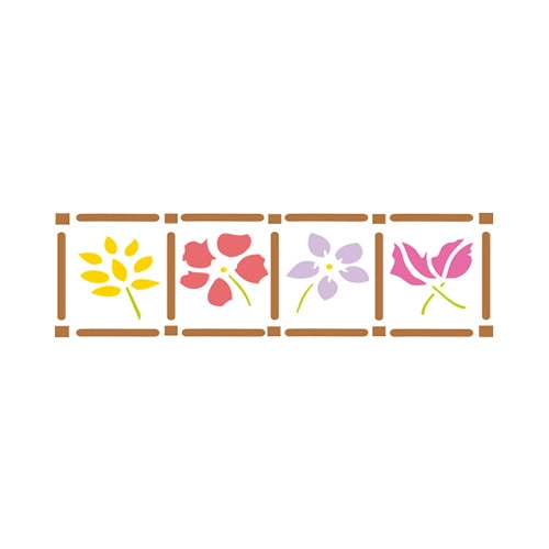 STENCIL TELA CON FLORES 16X5CM - 1