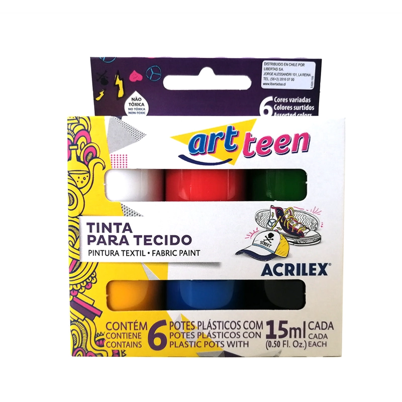 SET ACRILEX PINTURA GENERO 6 COLORES 15 ML - 1