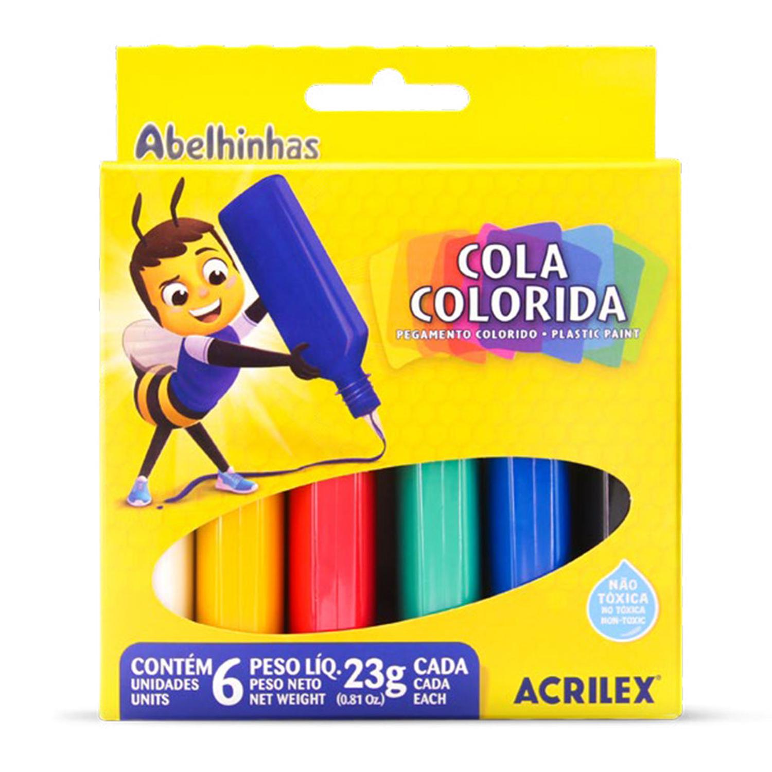 COLA ACRILEX COLORIDA ESTUCHE 6 COLORES - 1