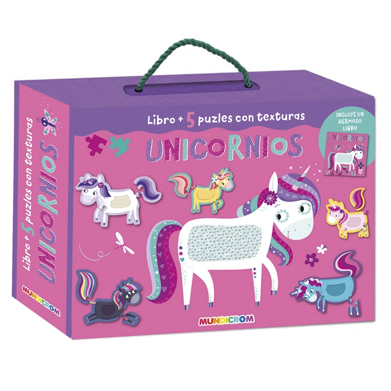 LIBRO MUNDICROM AGUA + 5 PUZLES CON TEXTURA UNICORNIOS - 1