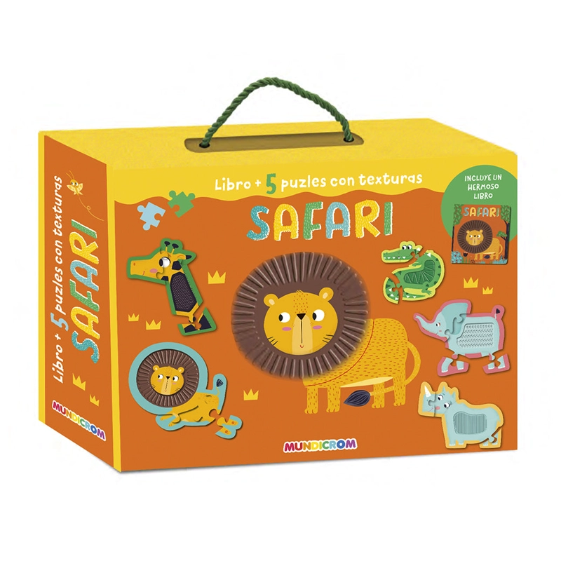 LIBRO MUNDICROM AGUA + 5 PUZLES CON TEXTURA SAFARI - 1