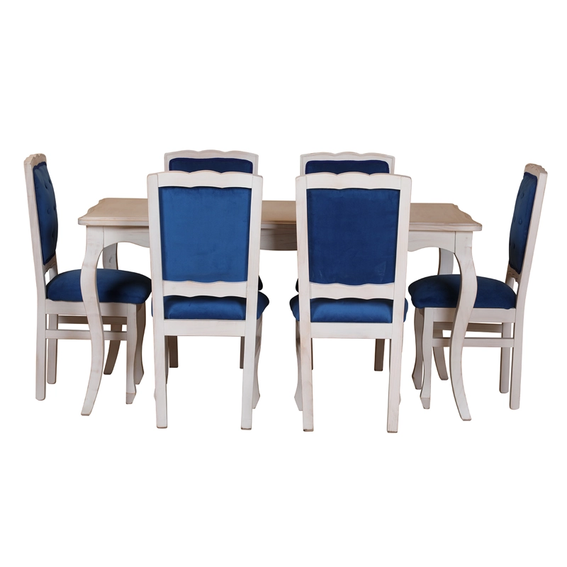 COMEDOR 6 SILLAS NORMANDO 90X160 RESPALDO TAPIZ AZUL - 5