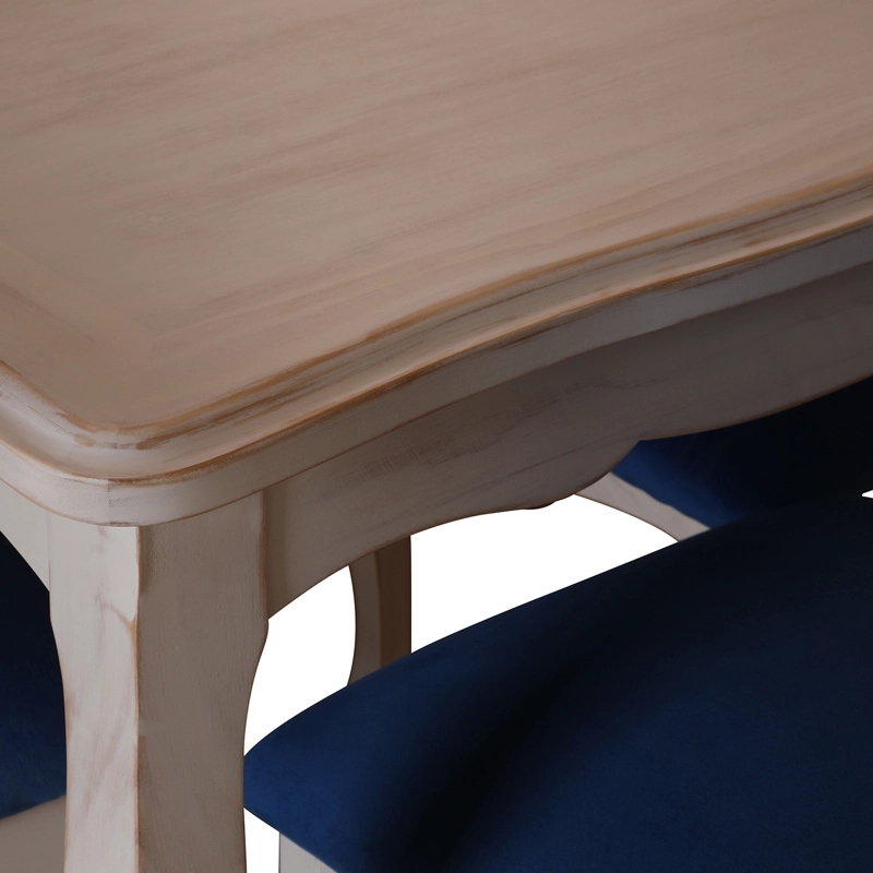 COMEDOR 6 SILLAS NORMANDO 90X160 RESPALDO TAPIZ AZUL - 6