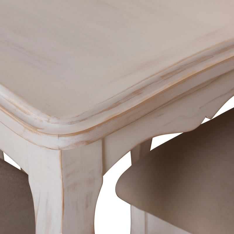 COMEDOR 6 SILLAS NORMANDO 90X160 RESPALDO TAPIZ BEIGE - 5