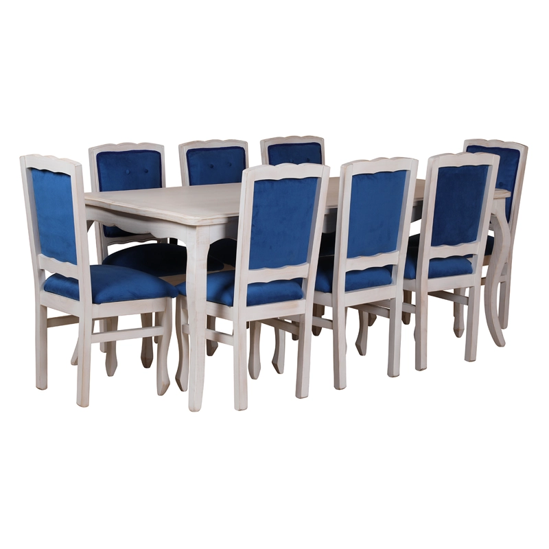 COMEDOR 8 SILLAS NORMANDO 100X200 RESPALDO TAPIZ AZUL - 3
