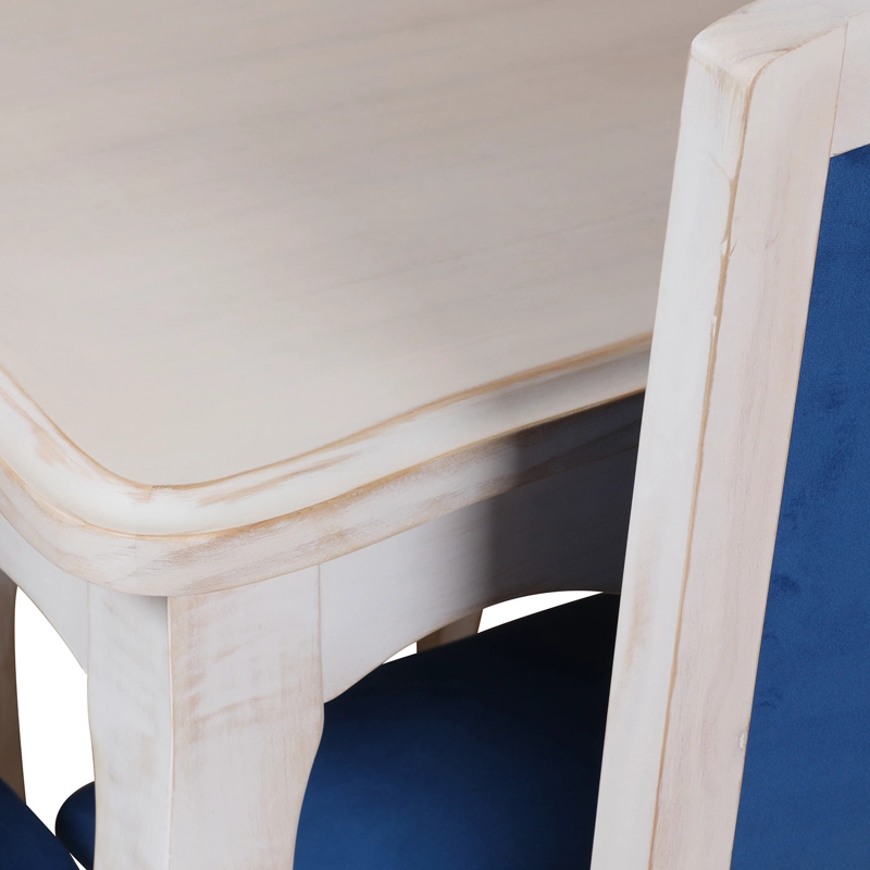 COMEDOR 8 SILLAS NORMANDO 100X200 RESPALDO TAPIZ AZUL - 4