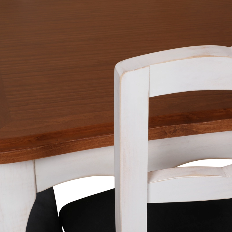 COMEDOR 8 SILLAS NORMANDO 100X200 BLANCO ENVEJECIDO TAPIZ GRIS - 5