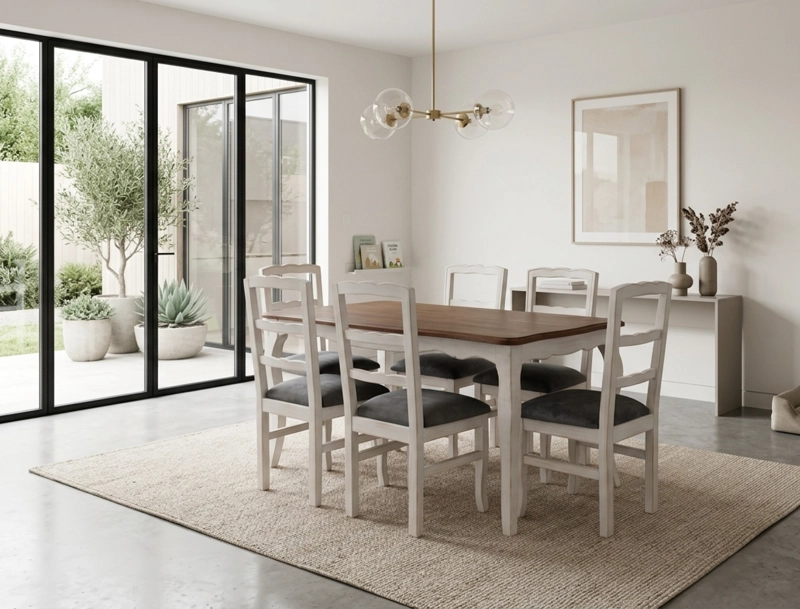 COMEDOR 6 SILLAS NORMANDO 90X160 cubierta miel - 1