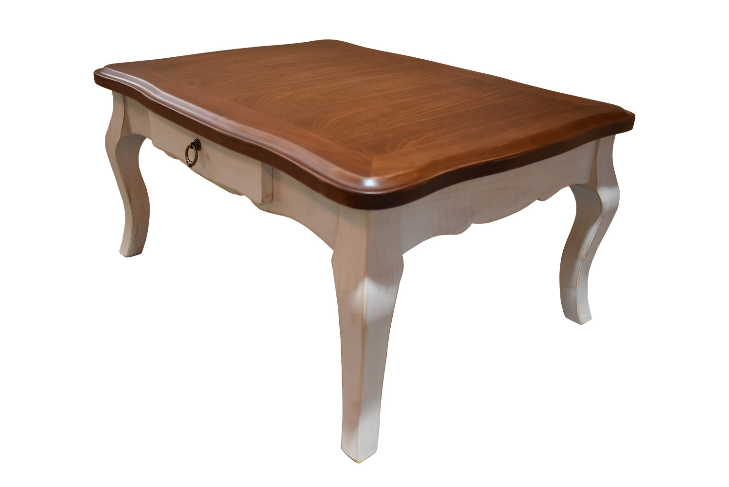 MESA CENTRO MUEBLES NATIVA NORMANDO BLANCO ENVEJECIDO CUBIERTA MIEL - 3