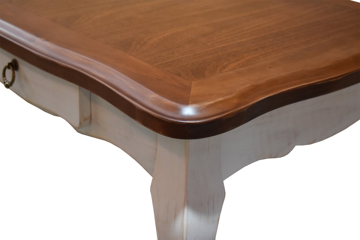 MESA CENTRO MUEBLES NATIVA NORMANDO BLANCO ENVEJECIDO CUBIERTA MIEL - 4