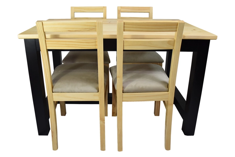COMEDOR 4 SILLAS CARPINTERO TAPIZ BEIGE - 2