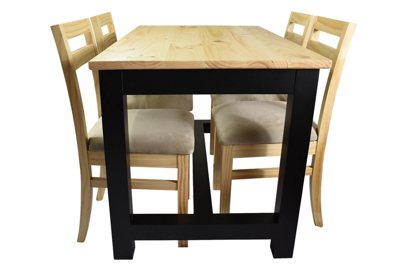 COMEDOR 4 SILLAS CARPINTERO TAPIZ BEIGE - 3