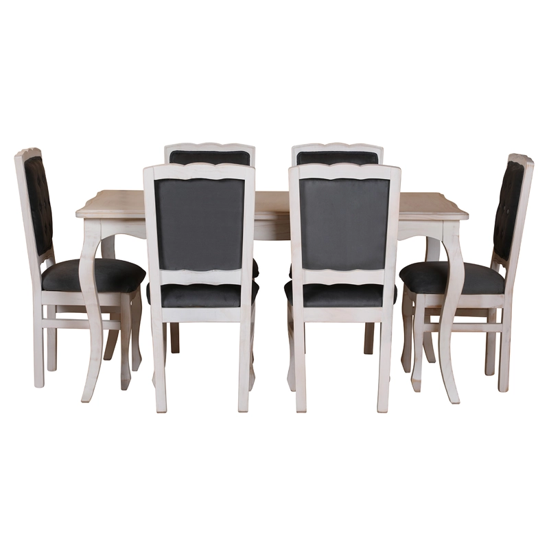 COMEDOR 6 SILLAS NORMANDO 90X160 RESPALDO TAPIZ GRIS - 2