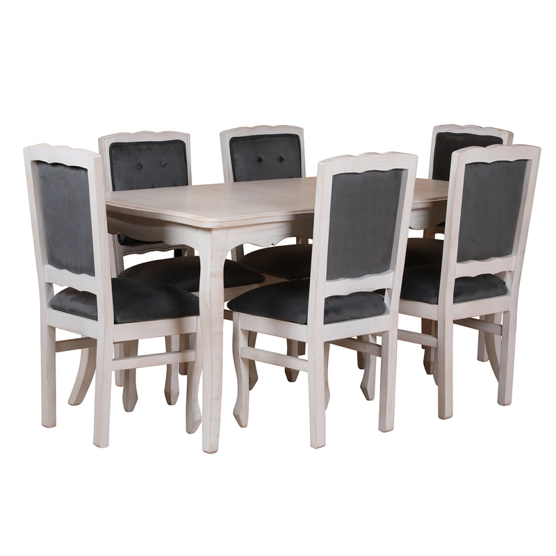 COMEDOR 6 SILLAS NORMANDO 90X160 RESPALDO TAPIZ GRIS - 3