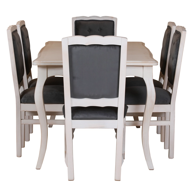 COMEDOR 6 SILLAS NORMANDO 90X160 RESPALDO TAPIZ GRIS - 4