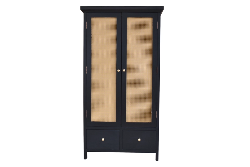 VITRINA MUEBLES NATIVA LINDEROS BLACK JUNCO TIRADOR DORADO - 2
