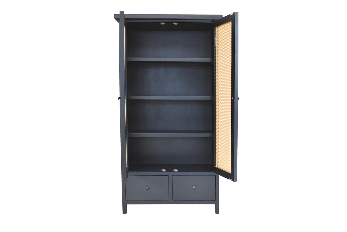 VITRINA MUEBLES NATIVA LINDEROS BLACK JUNCO TIRADOR DORADO - 3
