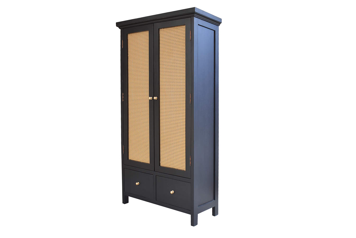 VITRINA MUEBLES NATIVA LINDEROS BLACK JUNCO TIRADOR DORADO - 4