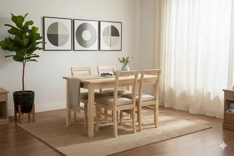 COMEDOR 4 SILLAS CASTILLA TAPIZ BEIGE - 1