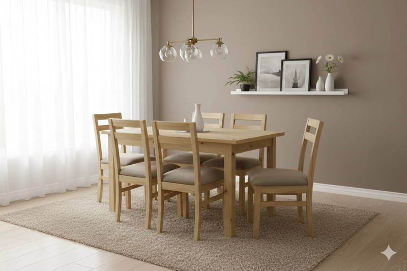 COMEDOR 6 SILLAS CASTILLA TAPIZ BEIGE - 1