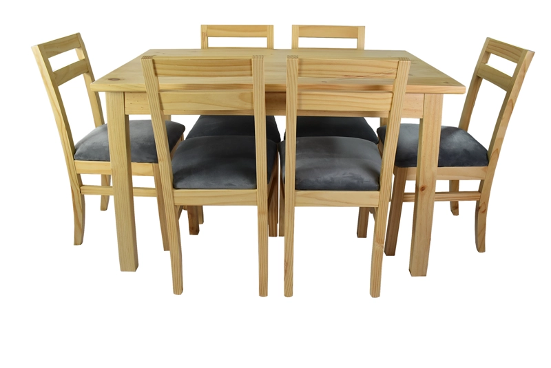 COMEDOR 6 SILLAS CASTILLA TAPIZ GRIS - 2