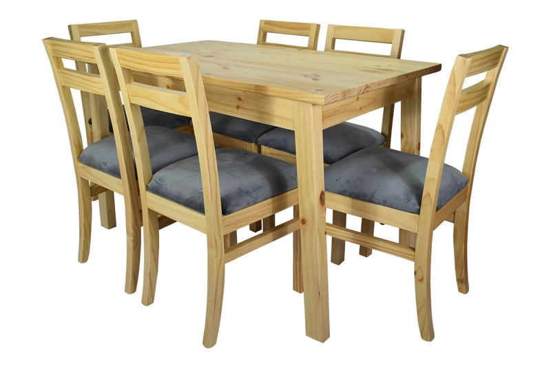 COMEDOR 6 SILLAS CASTILLA TAPIZ GRIS - 3