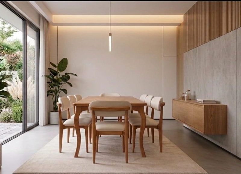 COMEDOR 8 SILLAS MONACO 100X200  TAPIZ CRUDO - 2