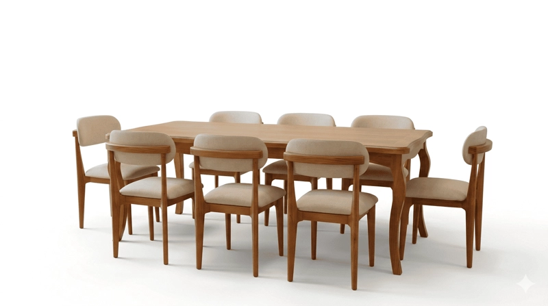 COMEDOR 8 SILLAS MONACO 100X200  TAPIZ CRUDO - 4