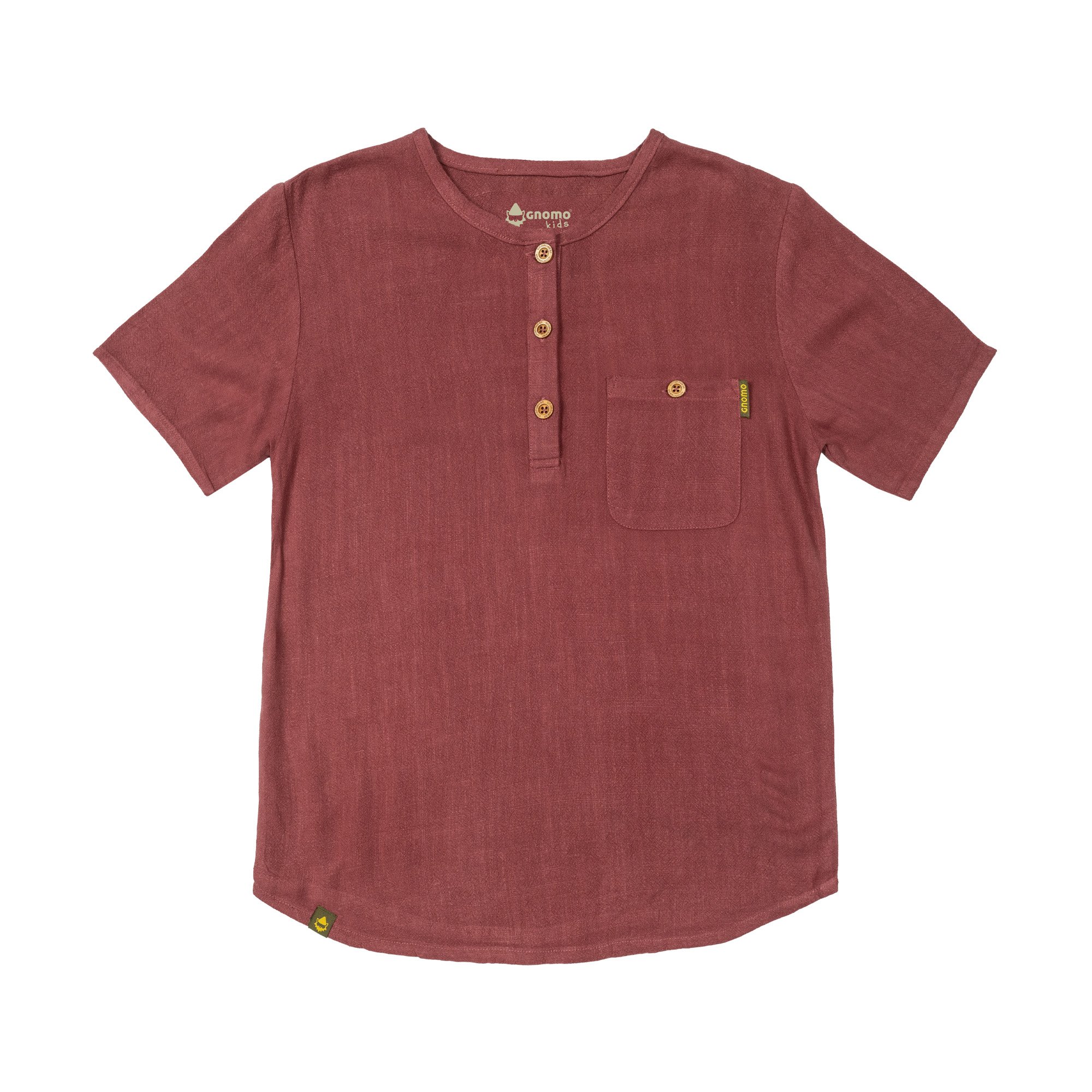 CAMISA MANGA CORTA UNISEX GNOMO LINO ZELKI KIDS BORDEAUX - 1