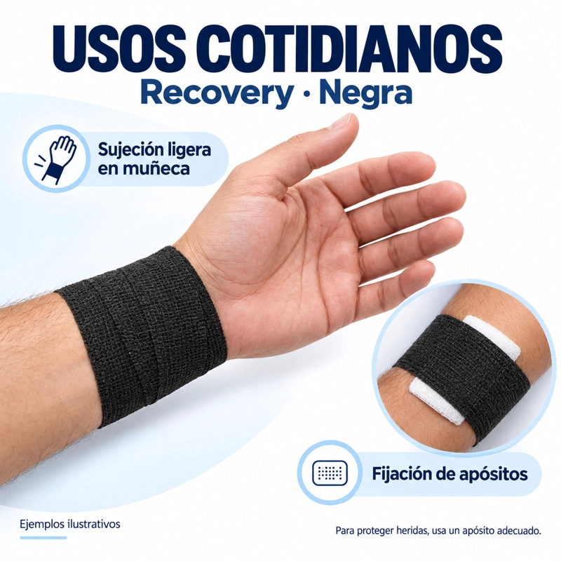 VENDA AUTOADHERENTE RECOVERY NEGRA 7,5 CM X 4,5 M - 4