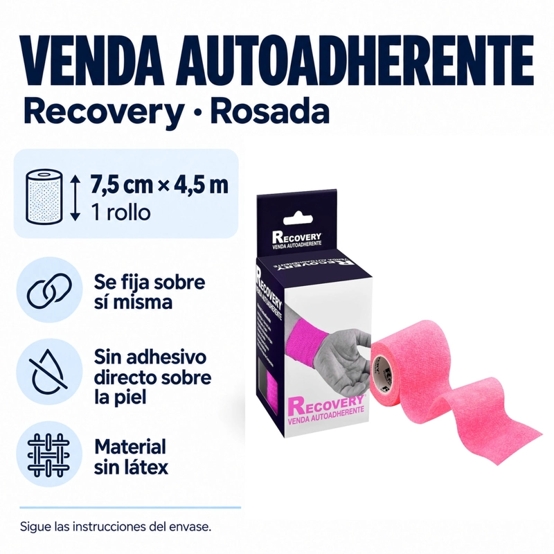 VENDA AUTOADHERENTE RECOVERY ROSADA 7,5 CM X 4,5 M - 3