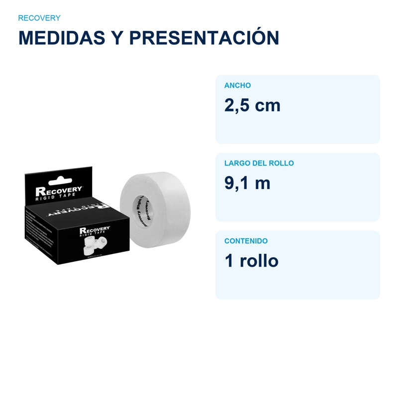 CINTA DEPORTIVA RÍGIDA RECOVERY 2,5 CM X 9,1 M - 2