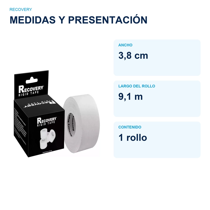 CINTA DEPORTIVA RÍGIDA RECOVERY 3,8 CM X 9,1 M - 2