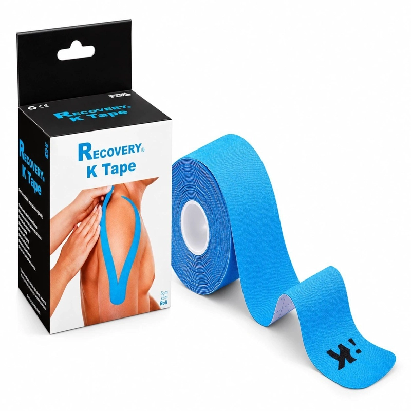 TAPE KINESIOLOGICO RECOVERY AZUL 5 CM X 5 M, 20 TIRAS PRECORTADAS - 1