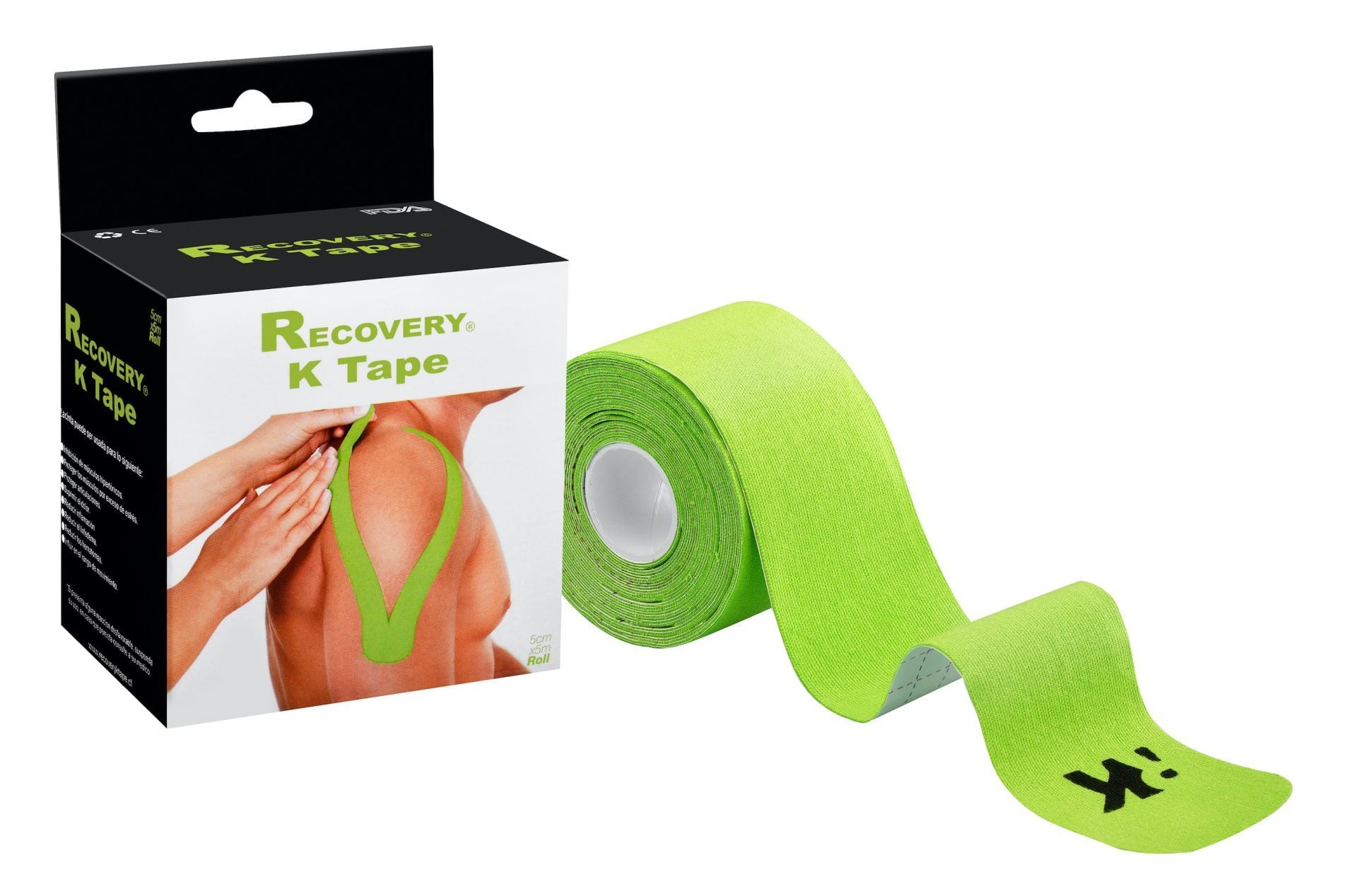 CINTAS TAPE KINESIOLOGICA VERDE PRECORTADA 5CM X 5MT RECOVERY - 1