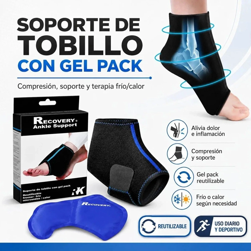 SOPORTE DE TOBILLO RECOVERY CON GEL PACK FRIO/CALOR - 5