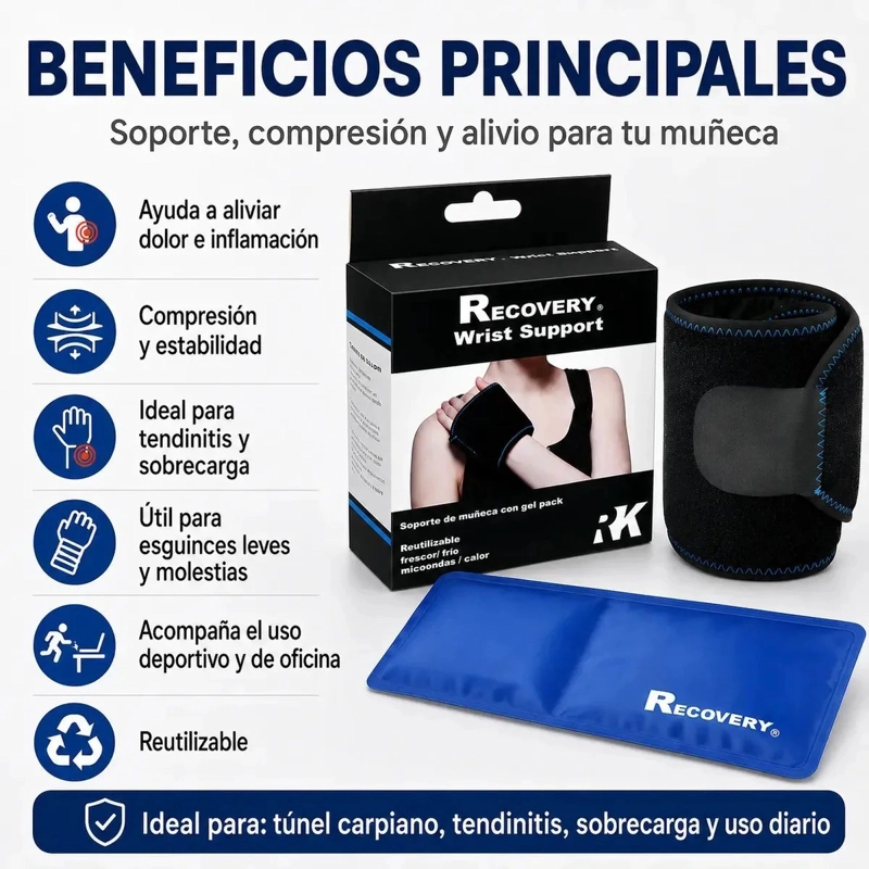 SOPORTE DE MUÑECA RECOVERY CON GEL PACK FRIO/CALOR - 2