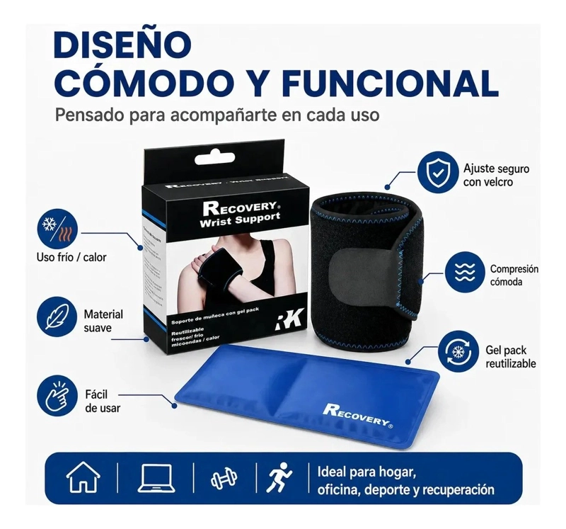 SOPORTE DE MUÑECA RECOVERY CON GEL PACK FRIO/CALOR - 3