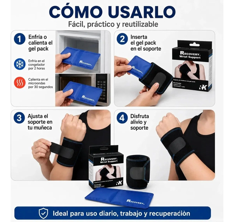 SOPORTE DE MUÑECA RECOVERY CON GEL PACK FRIO/CALOR - 5