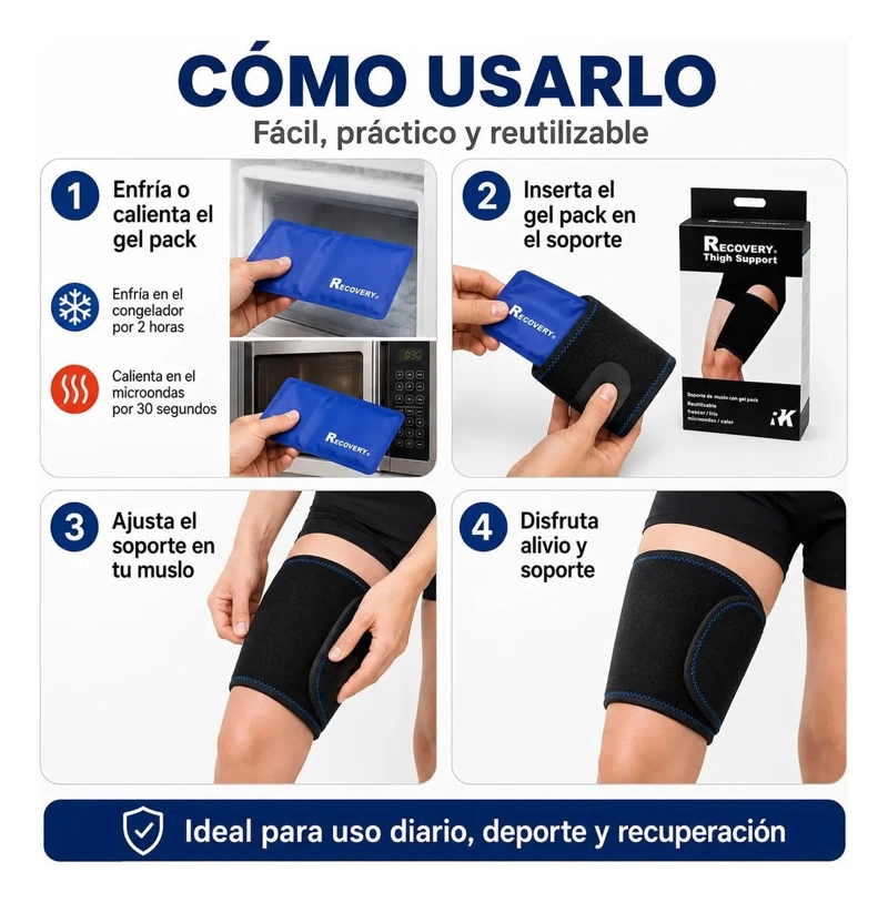 SOPORTE DE MUSLO/PANTORRILLA RECOVERY CON GEL PACK FRIO/CALOR - 6