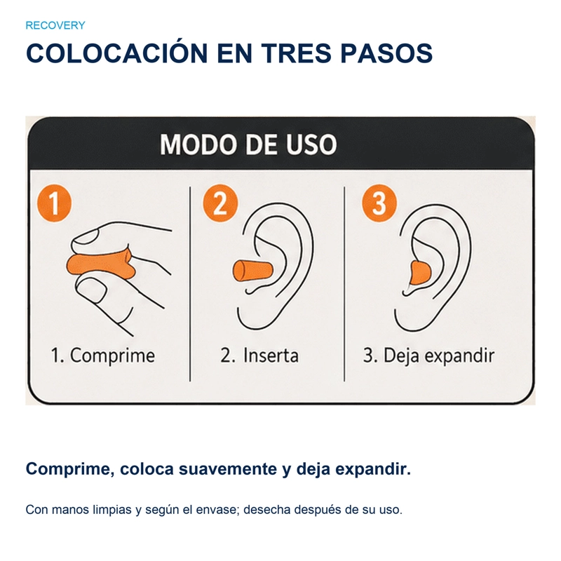 TAPONES DE OÍDO SUAVES : SILENCIO Y CONFORT 12 UNIDADES RECOVERY - 5