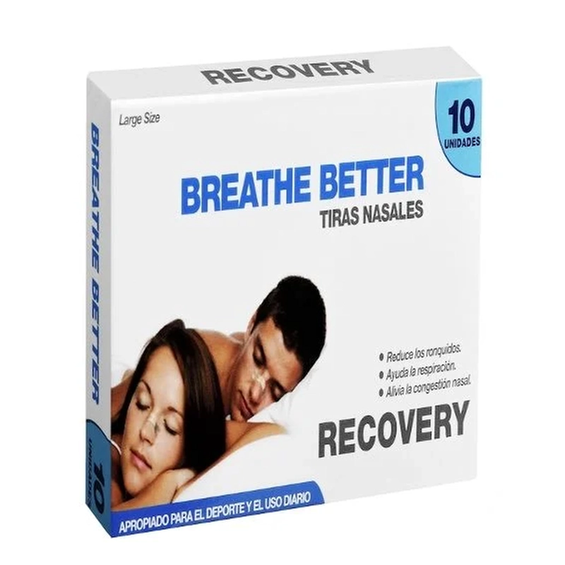TIRAS NASALES RESPIRA MEJOR CONGESTION NASAL,REDUCE RONQUIDOS 10U RECOVERY - 1