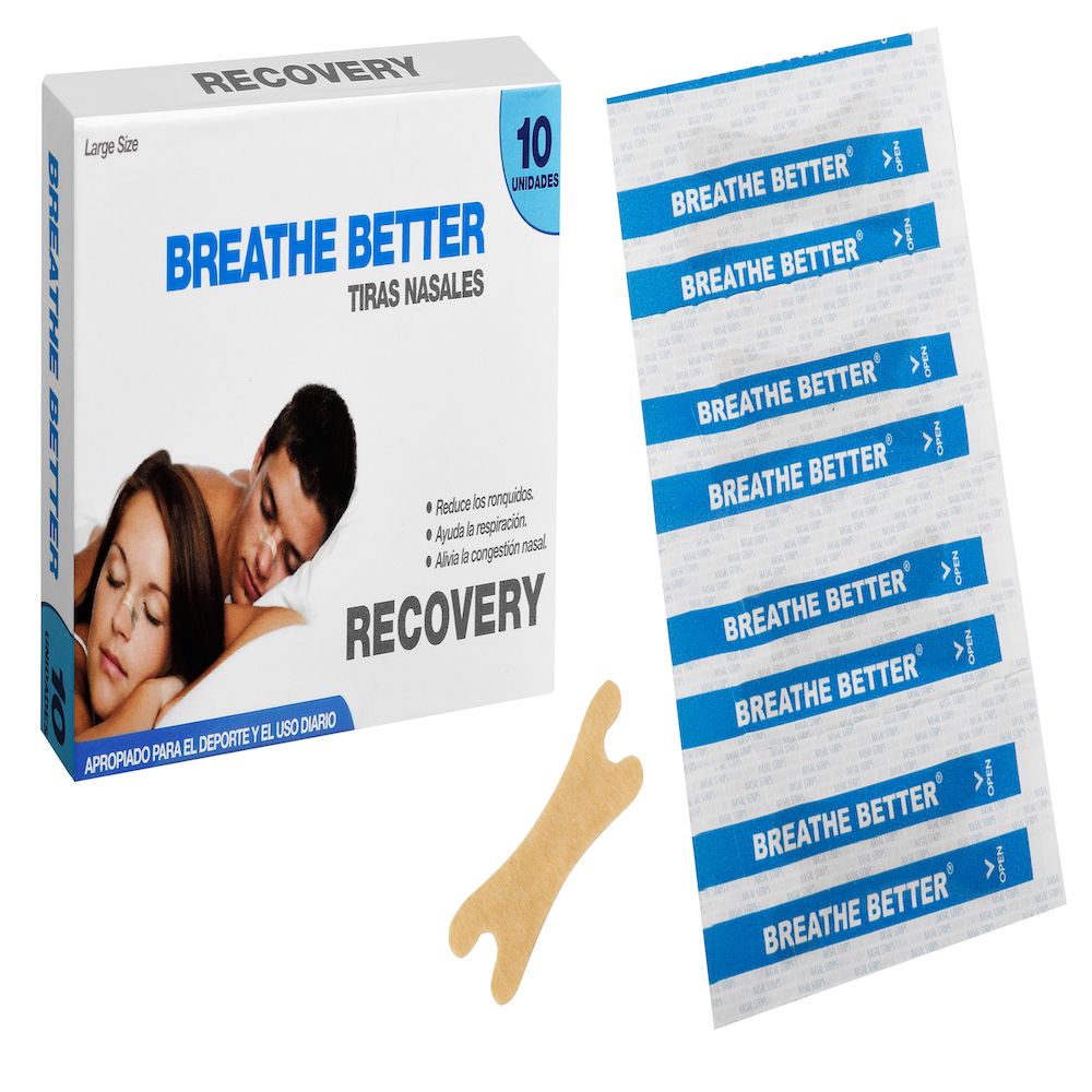 TIRAS NASALES RESPIRA MEJOR CONGESTION NASAL,REDUCE RONQUIDOS 10U RECOVERY - 1