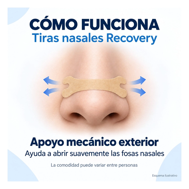 TIRAS NASALES RESPIRA MEJOR CONGESTION NASAL,REDUCE RONQUIDOS 10U RECOVERY - 3