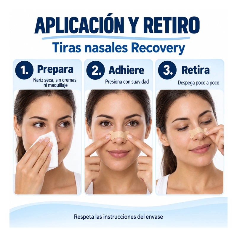 TIRAS NASALES RESPIRA MEJOR CONGESTION NASAL,REDUCE RONQUIDOS 10U RECOVERY - 4