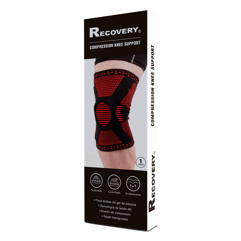 RODILLERA RECOVERY DEPORTIVA ORTOPÉDICA SOPORTE LATERAL ARTRITIS GYM ROJO XL - 1